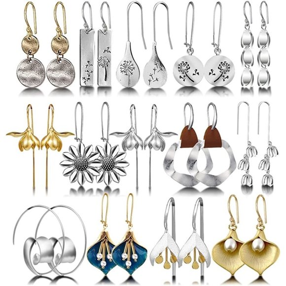 * New 12  Pairs Teardrop Druse Crystal Drop Dangle Earrings for Women Gi… - Picture 1 of 14